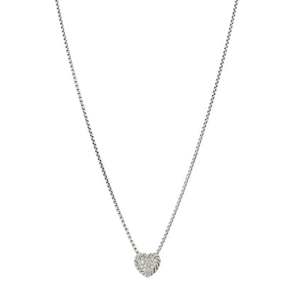 David Yurman Sterling Silver Diamond Petite Pave Heart Necklace 1 of 5