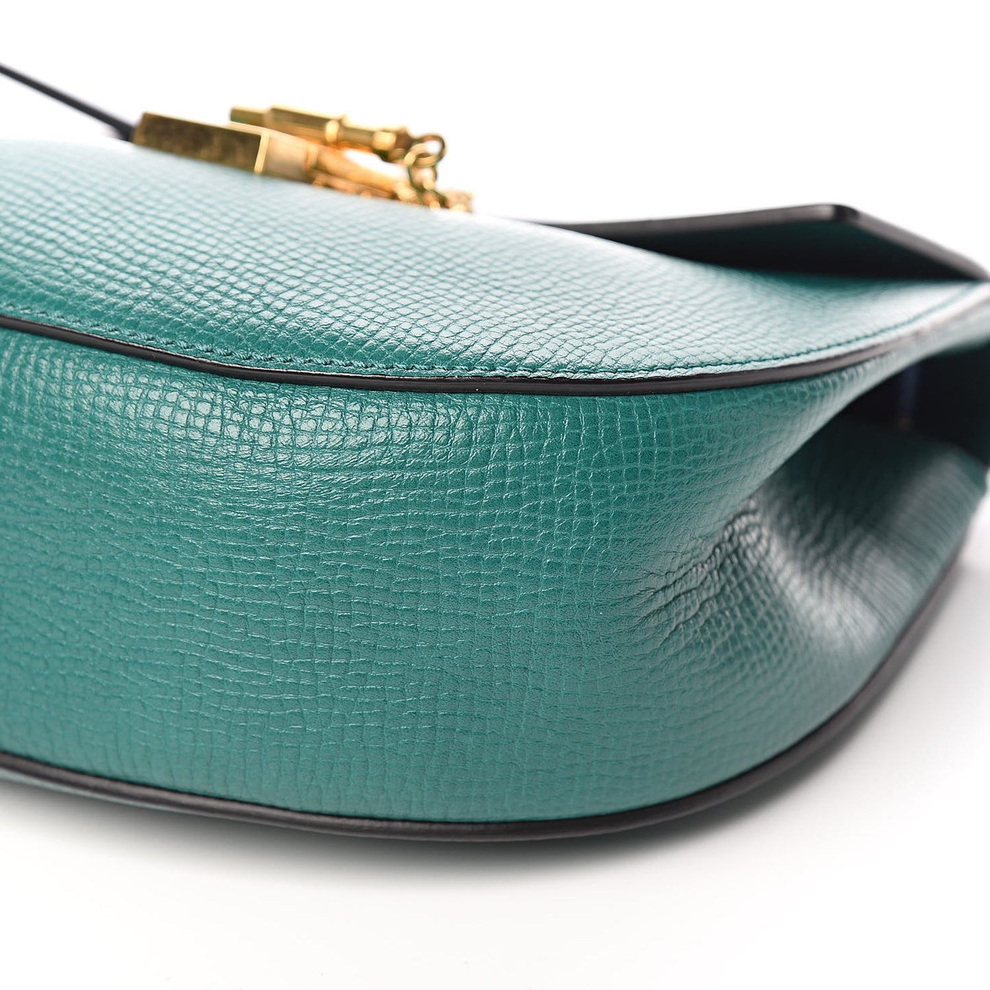 Grained Calfskin Lambskin Bi-Color Drew Shoulder Bag Stone Green
