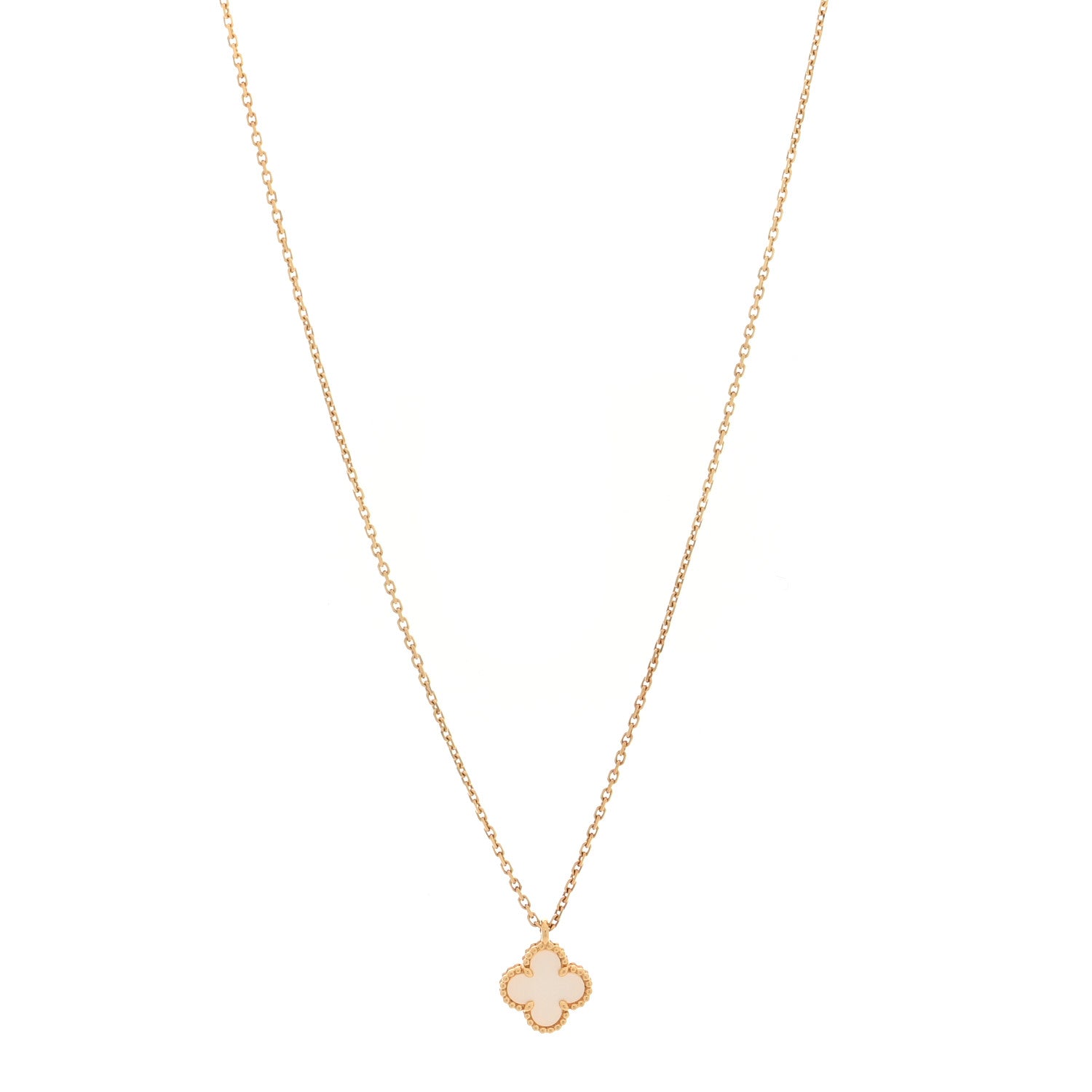Van Cleef & Arpels 18K Yellow Gold Mother of Pearl Sweet Alhambra Pendant Necklace 1 of 5