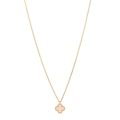 Van Cleef & Arpels 18K Yellow Gold Mother of Pearl Sweet Alhambra Pendant Necklace 1 of 5