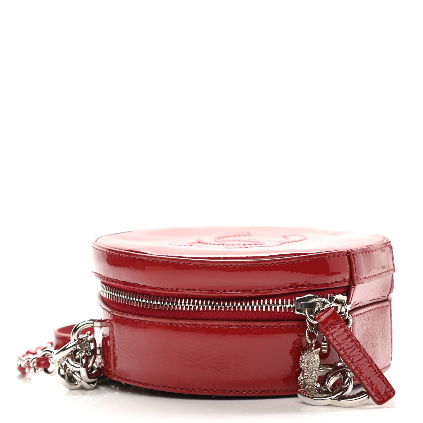 Patent Round As Earth Evening Bag Red