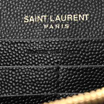Saint Laurent Grain De Poudre Mixed Matelasse Triquilt Monogram Chain Wallet Black 7 of 13