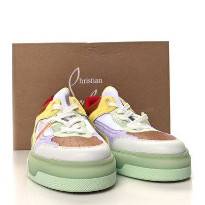 Christian Louboutin Calfskin Suede Spike Mens Astroloubi Flat Low Top Sneakers 45.5 Studio Green Lilac 7 of 7