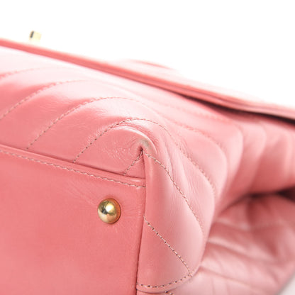 Chanel Calfskin Lizard Chevron Quilted Medium Coco Handle Flap Pink 10 of 13
