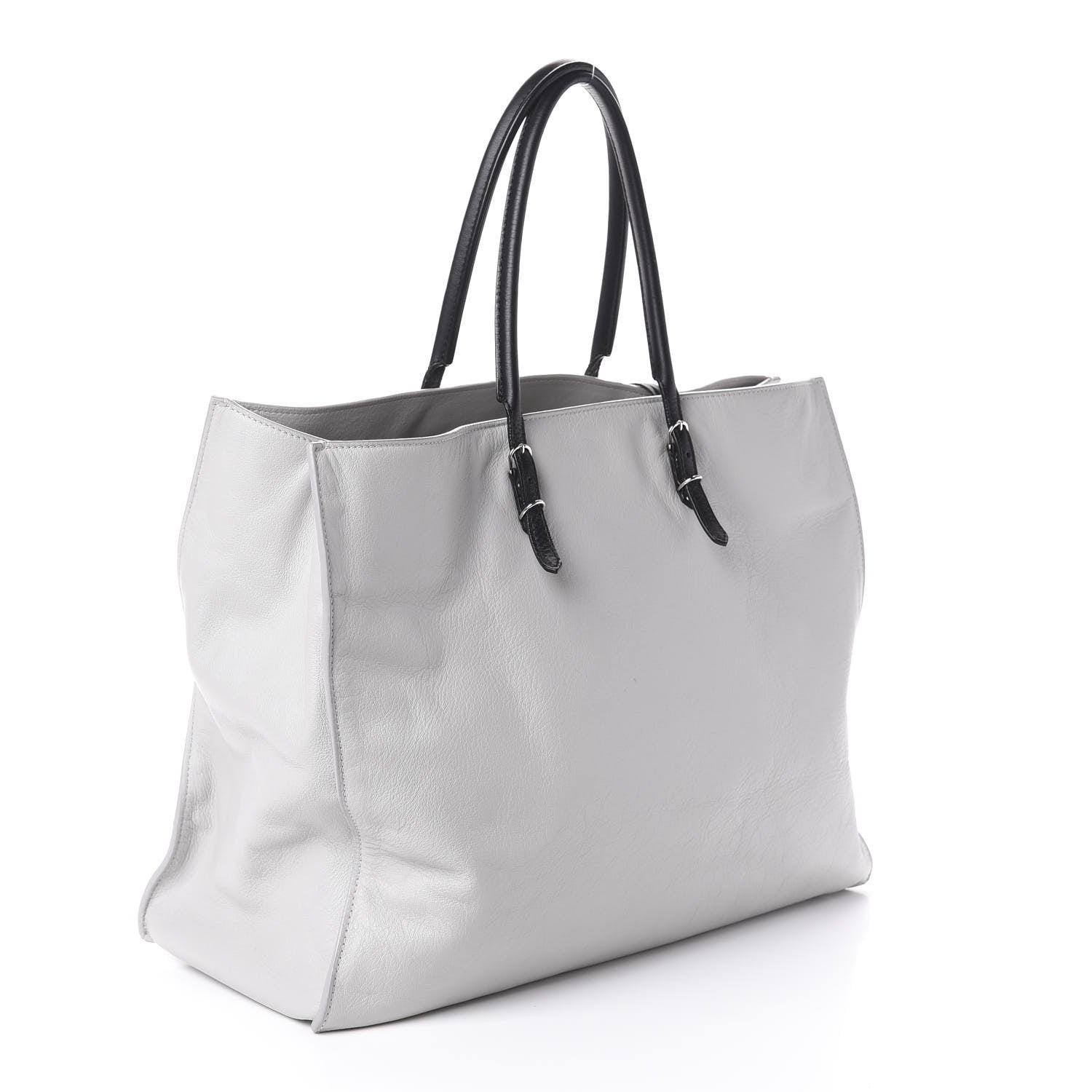 Balenciaga Supple Calfskin Bi-Color Papier A4 Tote White Black 3 of 8