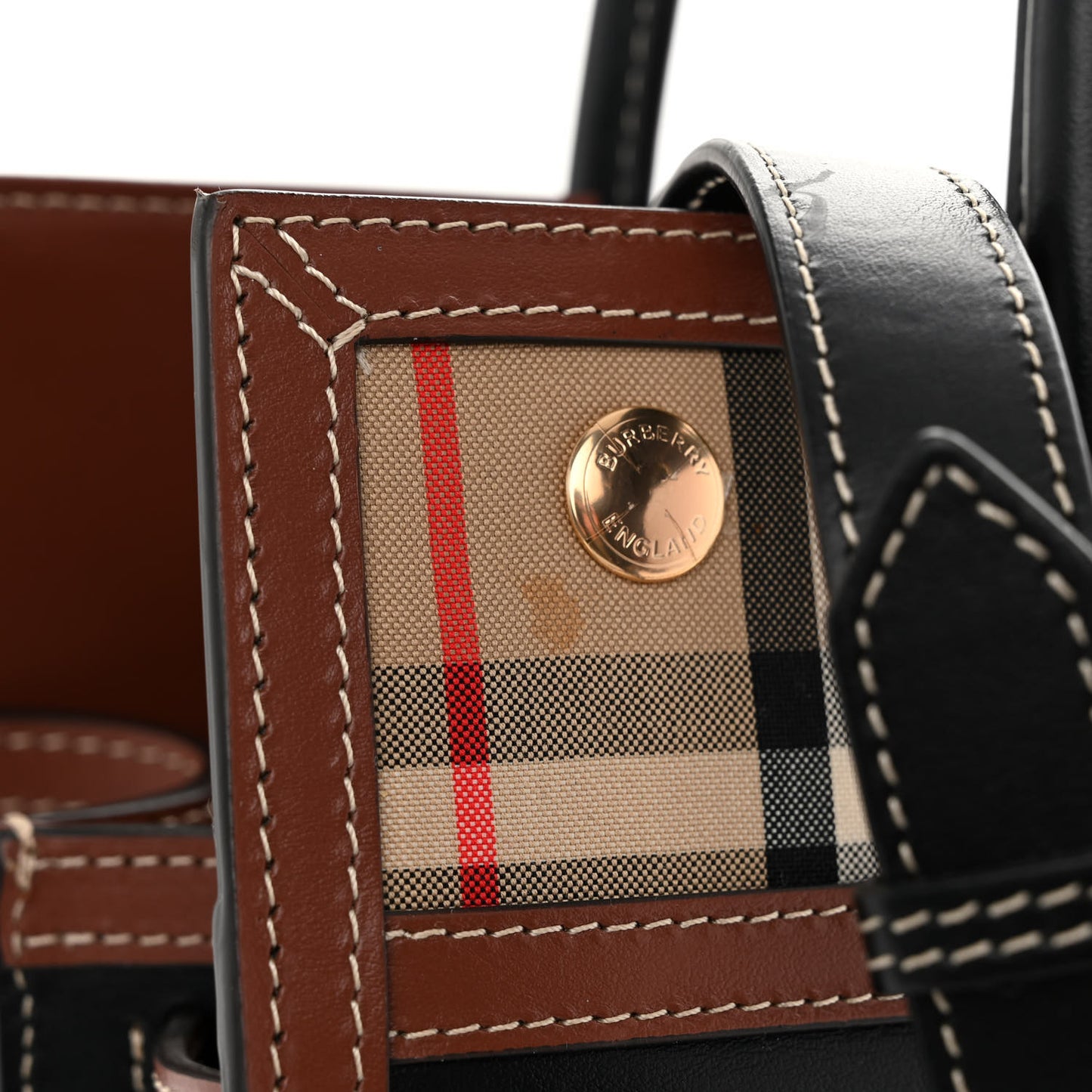 Calfskin Vintage Check Small Two Handle Title Bag Black