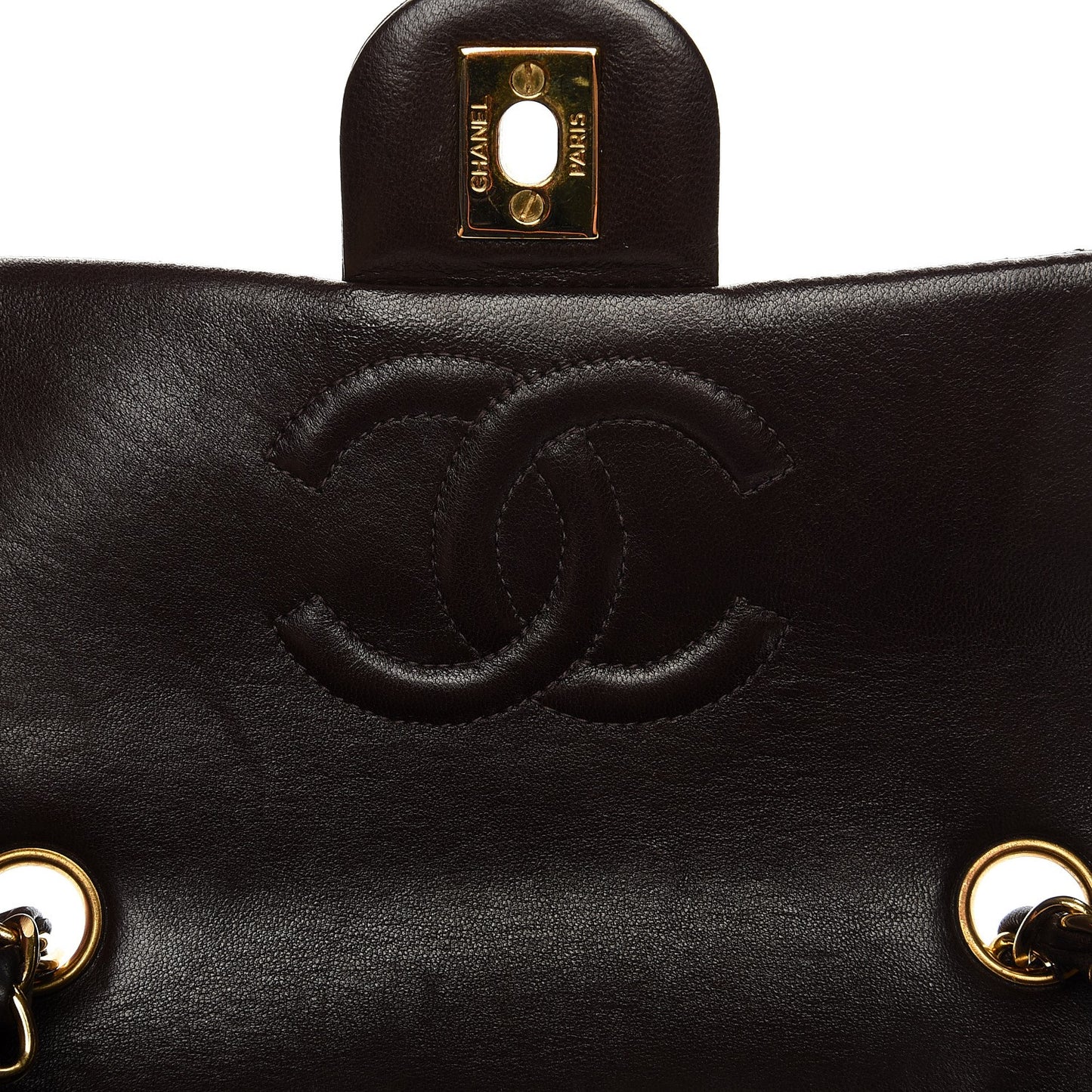 Lambskin Quilted Mini Square Flap Brown