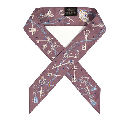 Hermes Silk Les Cles A Pois Twilly Marron Glace Gris 1 of 4