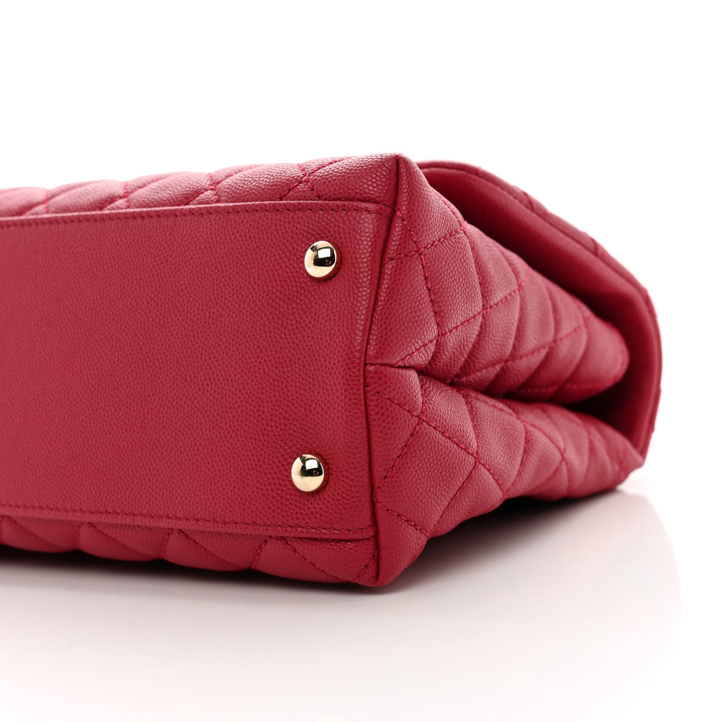 Caviar Quilted Small Coco Handle Flap Dark Pink