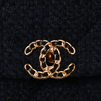 Chanel Tweed Quilted Large Chanel 19 Flap Navy Blue 14 of 16