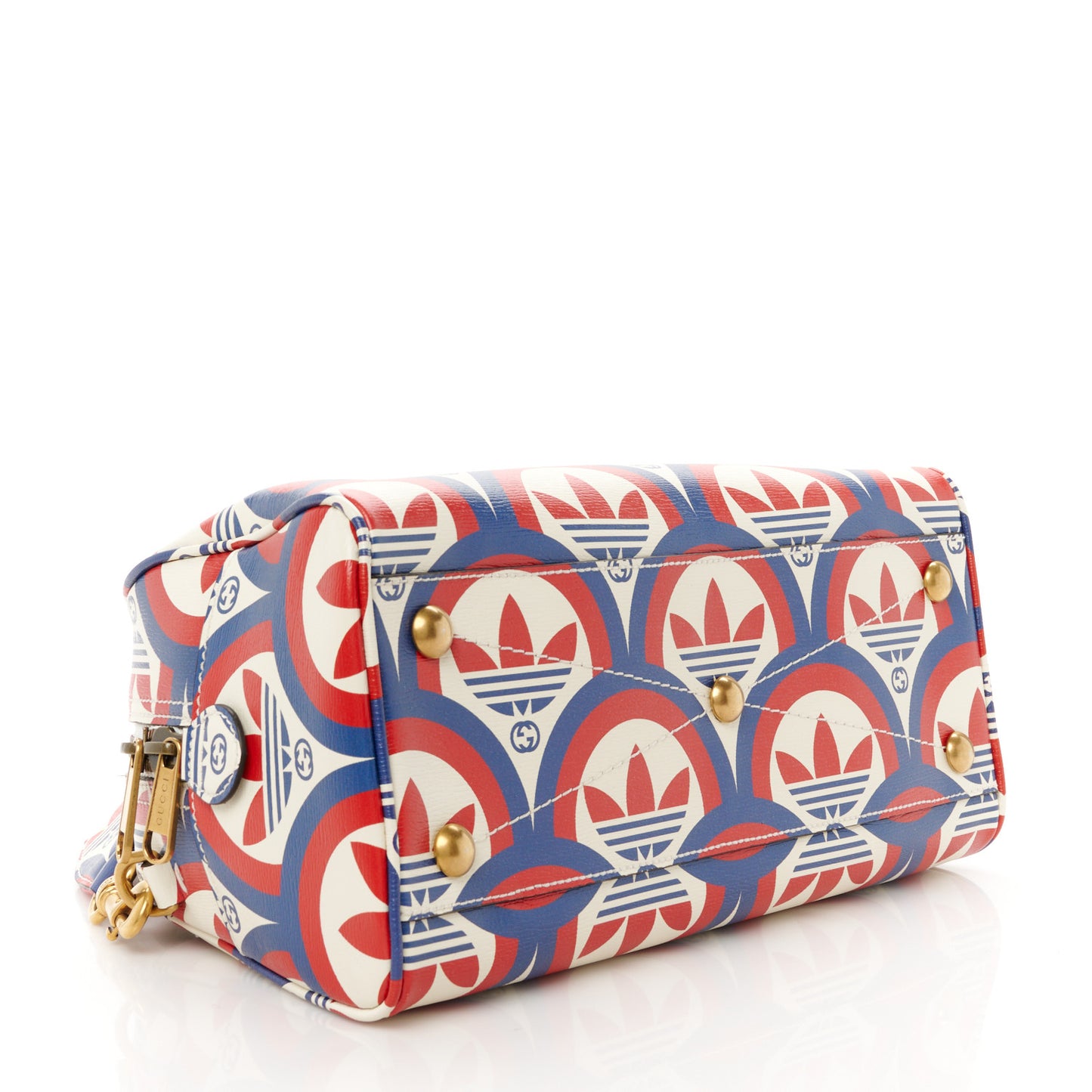 X ADIDAS Shangai Calfskin Web Trefoil Interlocking G Mini Duffle Bag Red White Blue