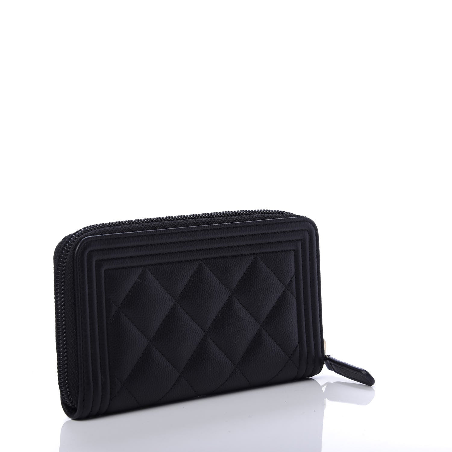Chanel Caviar Quilted Small Boy Zip Around Wallet Black 3 of 9
