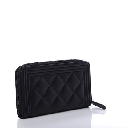 Chanel Caviar Quilted Small Boy Zip Around Wallet Black 3 of 9
