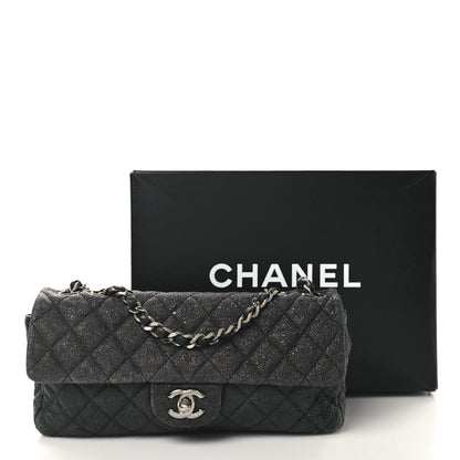 Chanel Metallic Crackled Calfskin Quilted East West Flap Navy 15 of 15