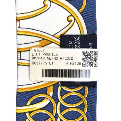 Hermes Silk Lift Profile Twilly Marine Black Gold 5 of 5