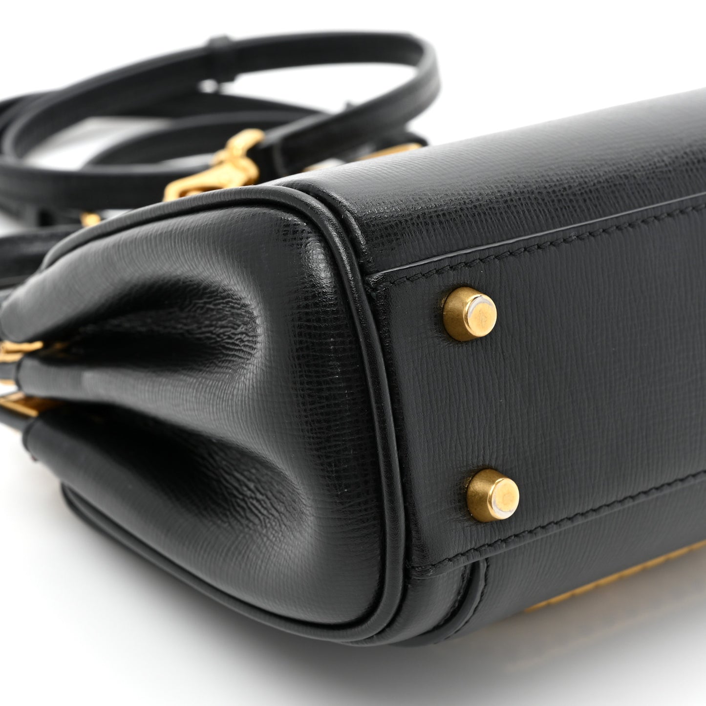 Grainy Calfskin Mini Rockstud Alcove Top-Handle Bag Black