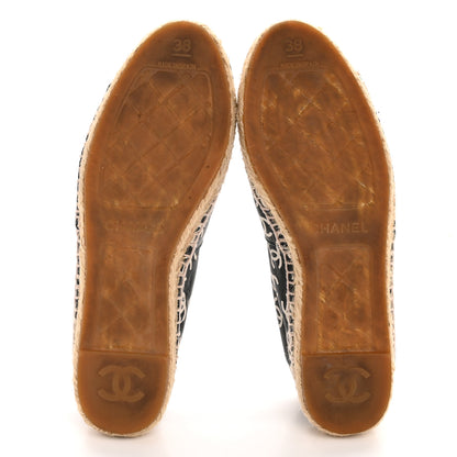 Chanel Lambskin Printed CC Espadrilles 38 Black White 6 of 11