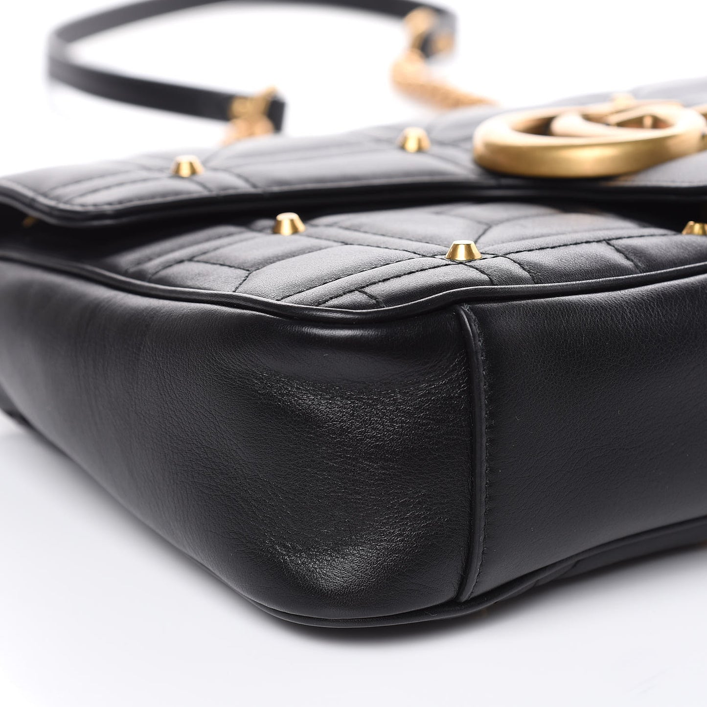 Calfskin Matelasse Studded Medium GG Marmont Shoulder Bag Black