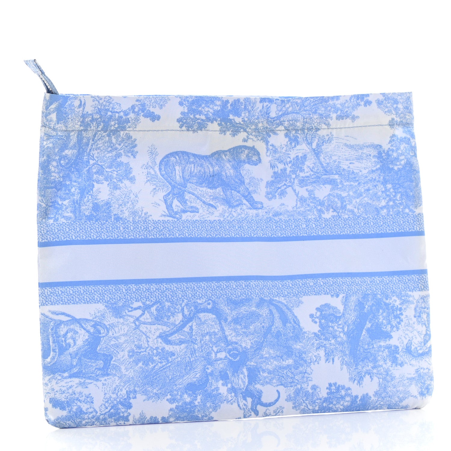 Christian Dior Canvas Embroidered Toile De Jouy Diortravel Zipped Pouch Cornflower Blue 3 of 7