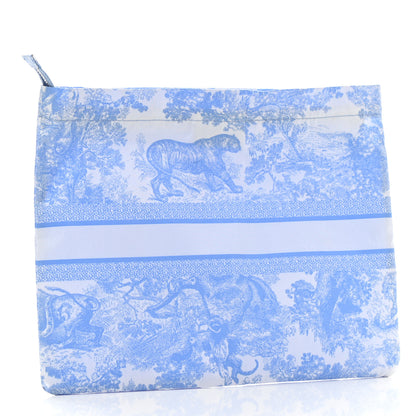 Christian Dior Canvas Embroidered Toile De Jouy Diortravel Zipped Pouch Cornflower Blue 3 of 7