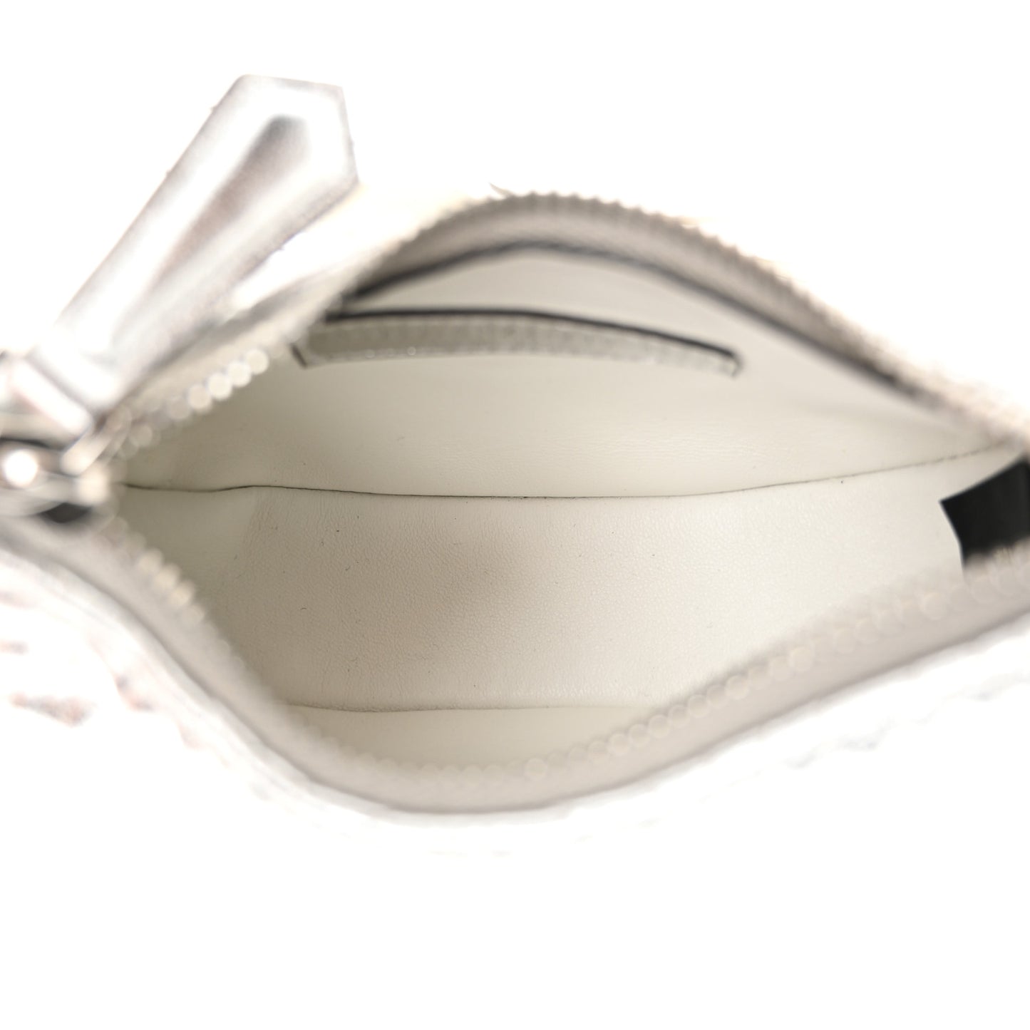 X MARC JACOBS Laminated Craquele Lambskin Nano Fendigraphy Hobo Charm Argento