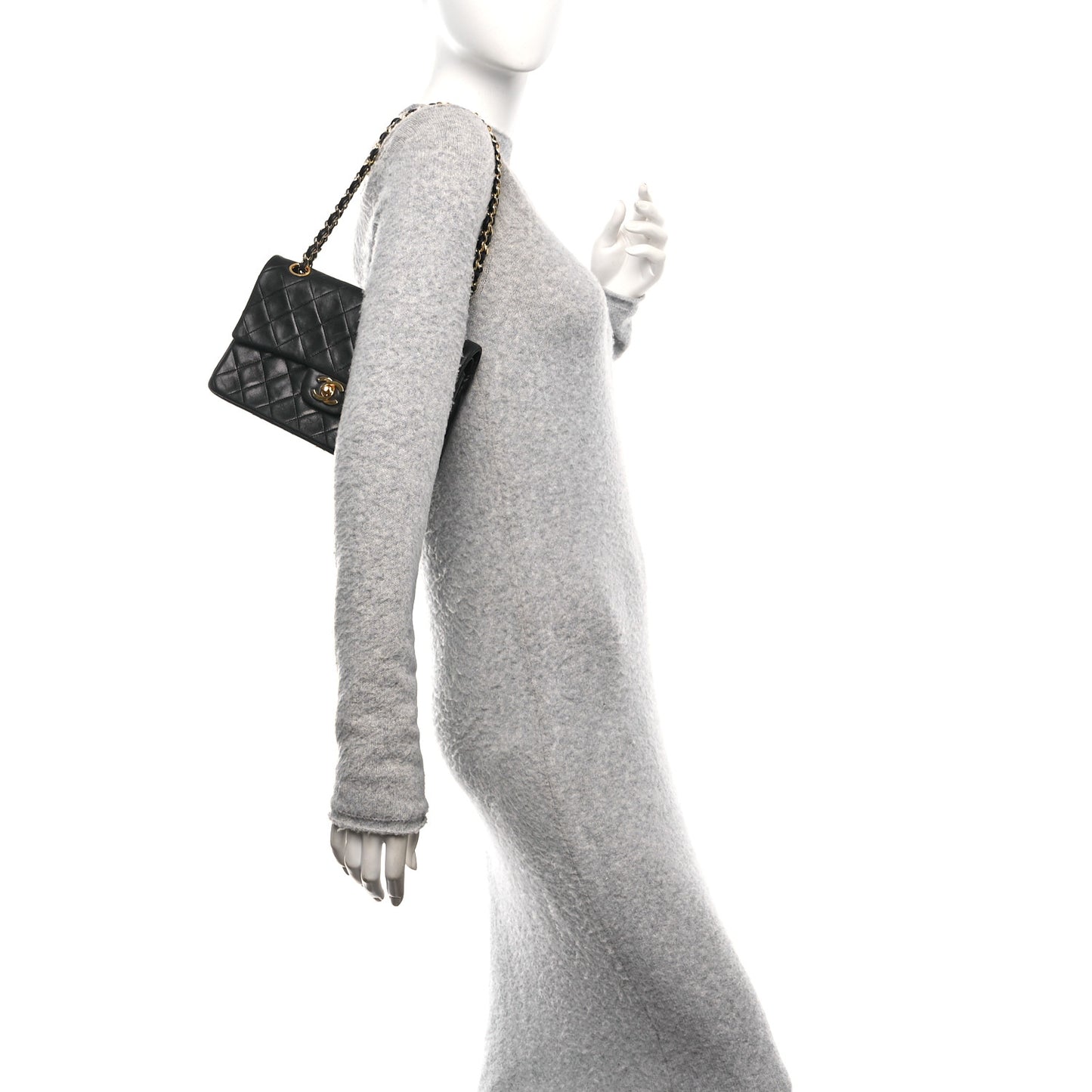 Lambskin Quilted Small Double Flap Black