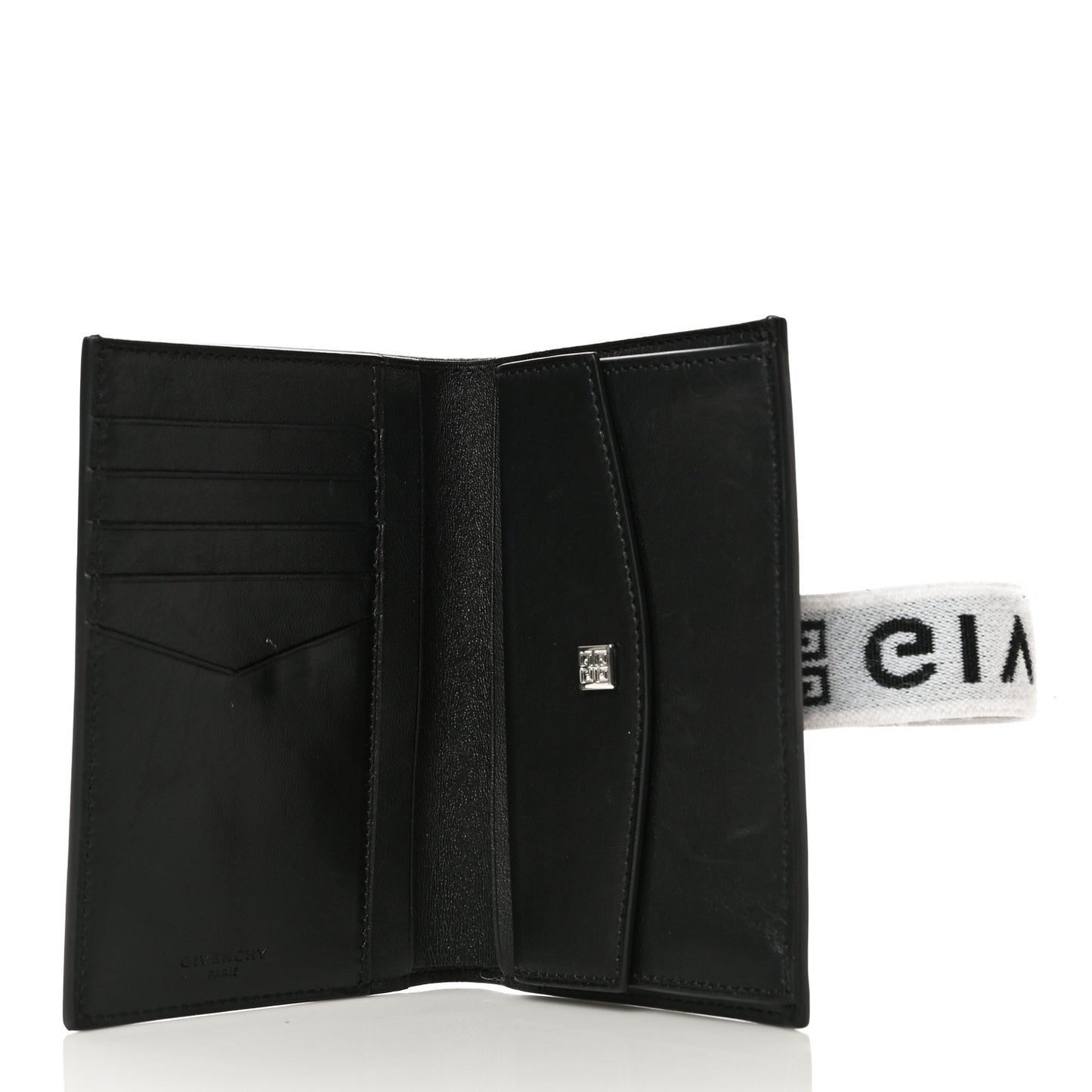 Calfskin Elastic Panel Card Case Black