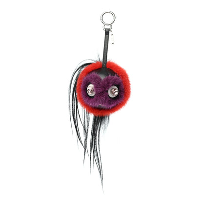Fendi Mink Goat Fur QuTweet Funkyfur Bag Bug Charm Red 1 of 4
