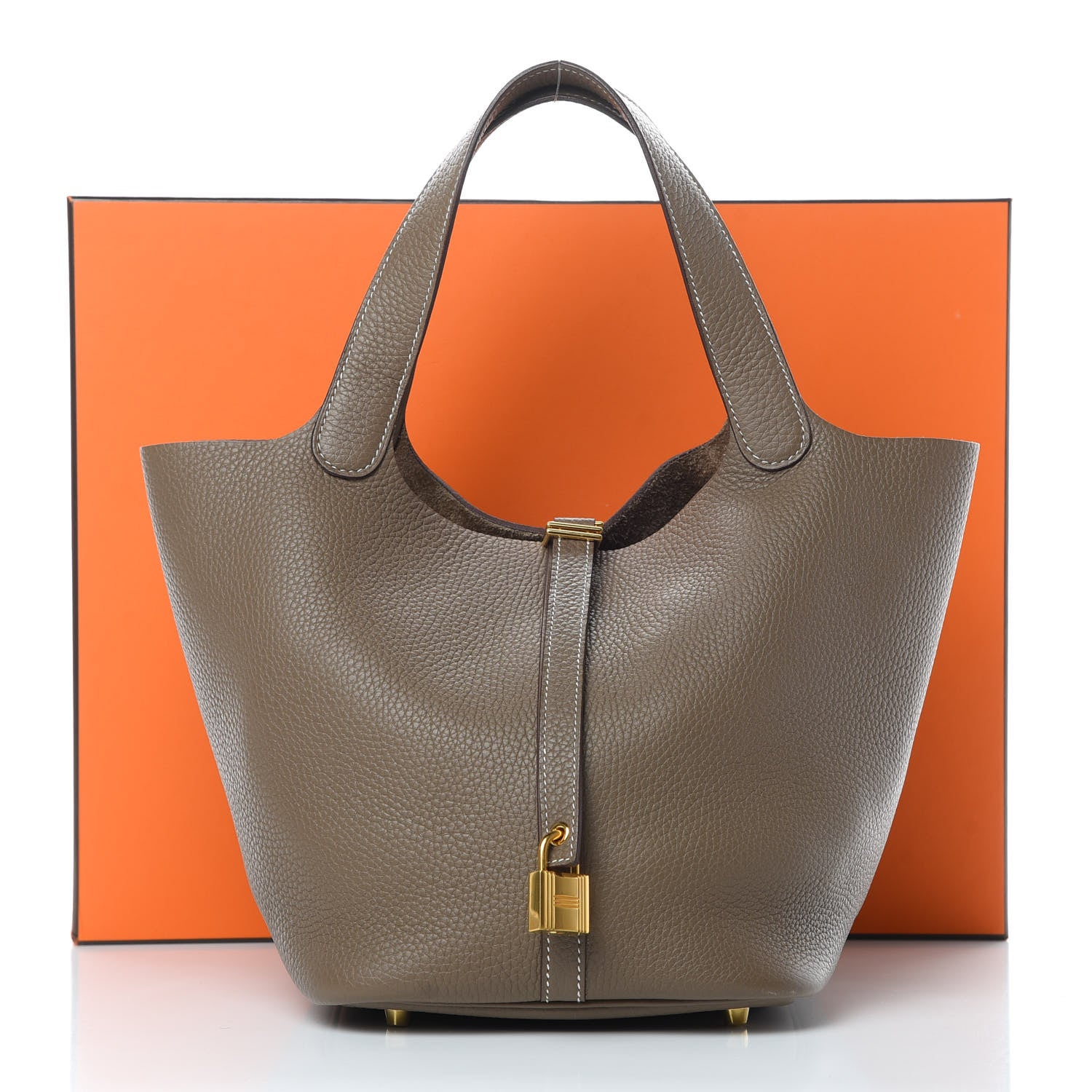 Hermes Taurillon Clemence Picotin Lock 22 MM Etoupe 13 of 13