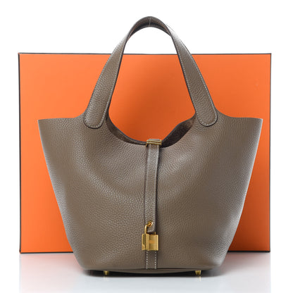 Hermes Taurillon Clemence Picotin Lock 22 MM Etoupe 13 of 13