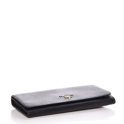 Prada Saffiano Continental Flap Wallet Black 4 of 11