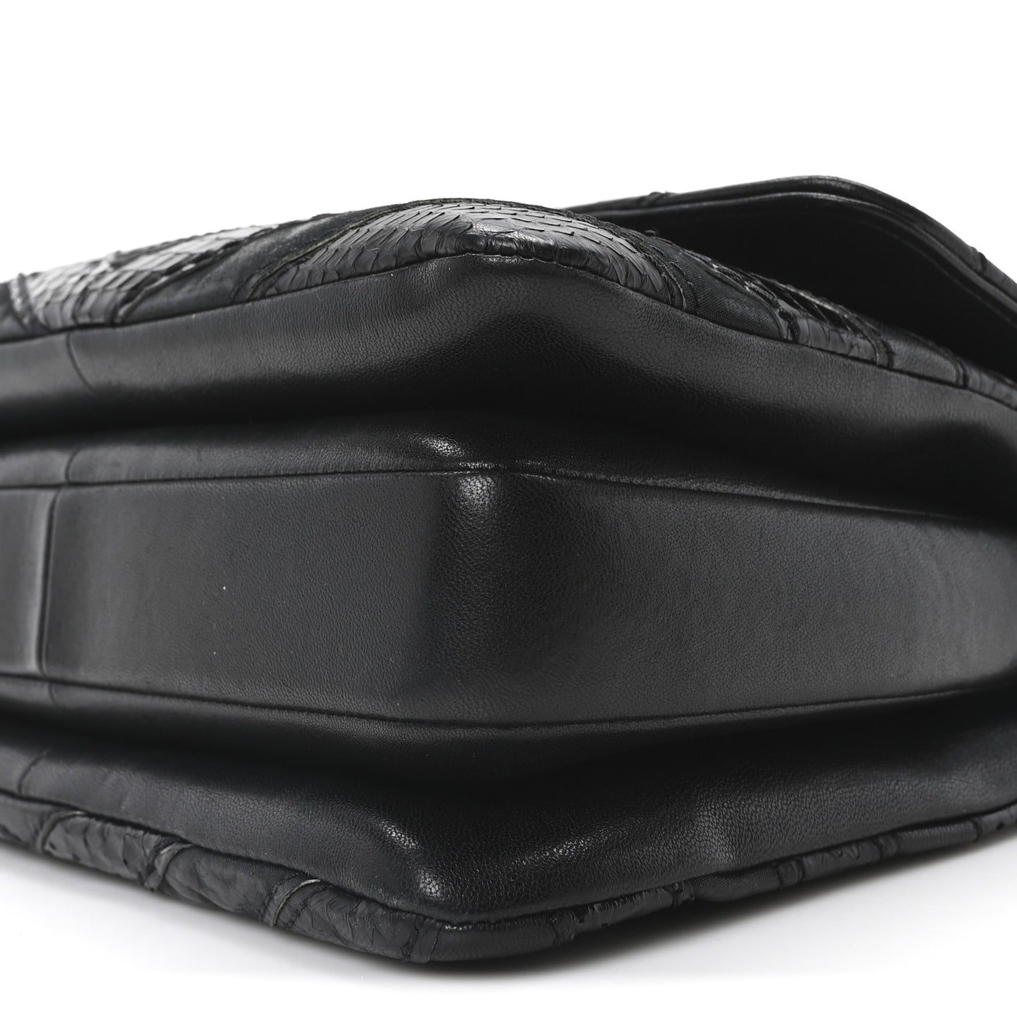 Calfskin Sheepskin Watersnake Chevron Quilted CC Small Trendy CC Dual Handle Flap Bag Black