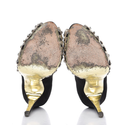 Valentino Garavani Suede Crystal Pumps 37 Black 8 of 12