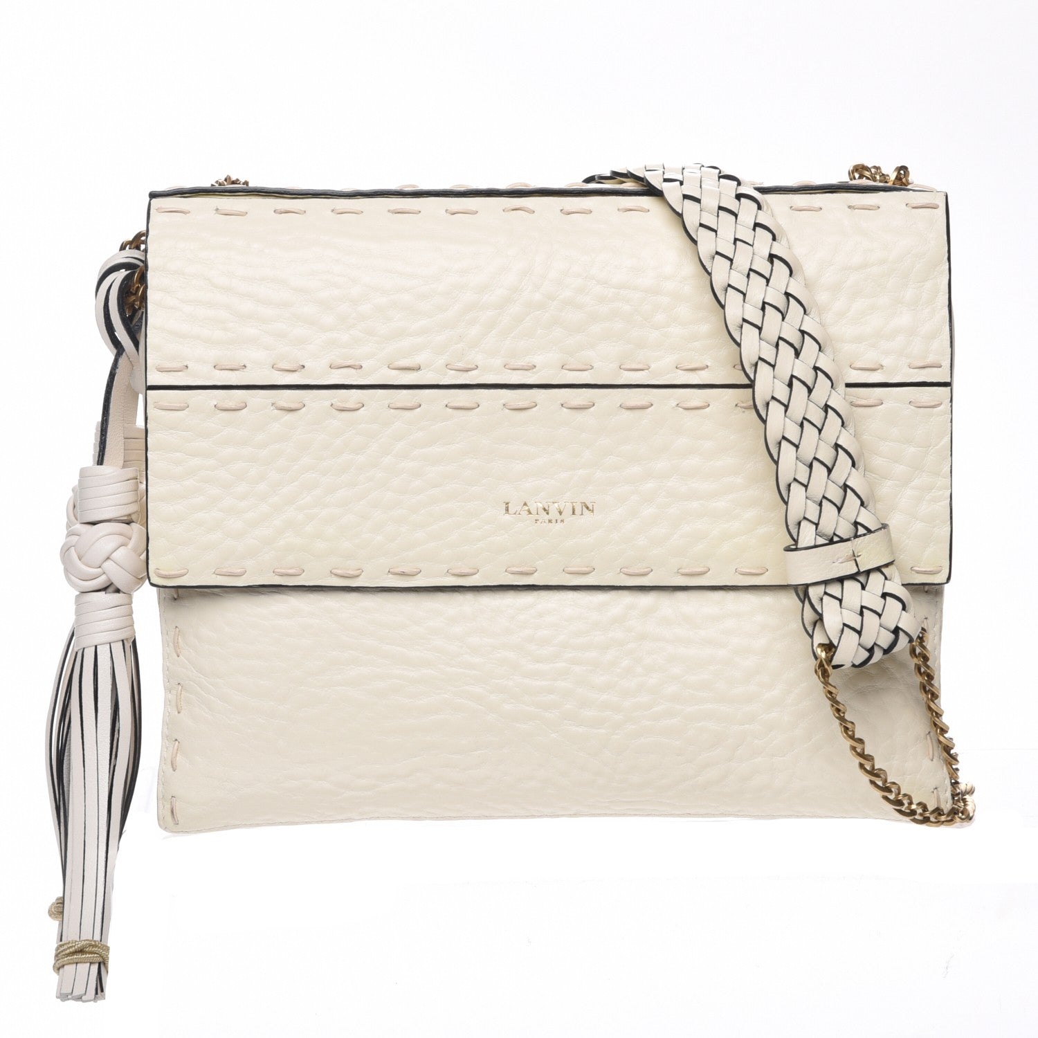 Lanvin Calfskin Small Nomad Crossbody Tassel Bag Ivory 1 of 10