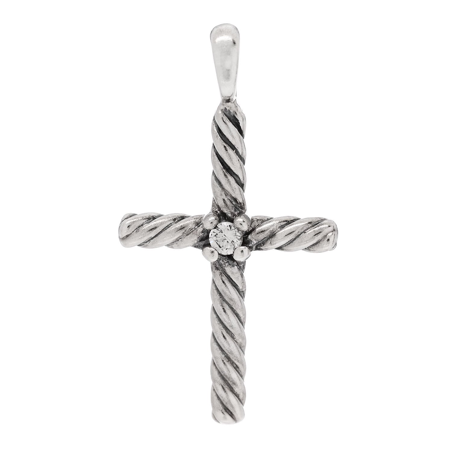 David Yurman Sterling Silver Diamond Cable Classics Cross Pendant 1 of 4