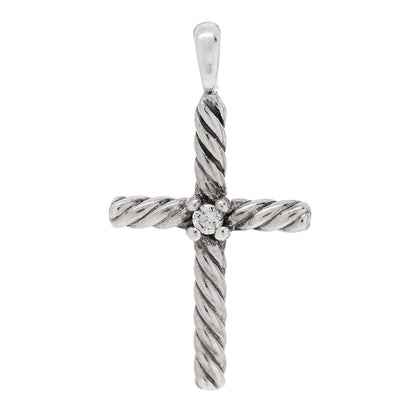 David Yurman Sterling Silver Diamond Cable Classics Cross Pendant 1 of 4