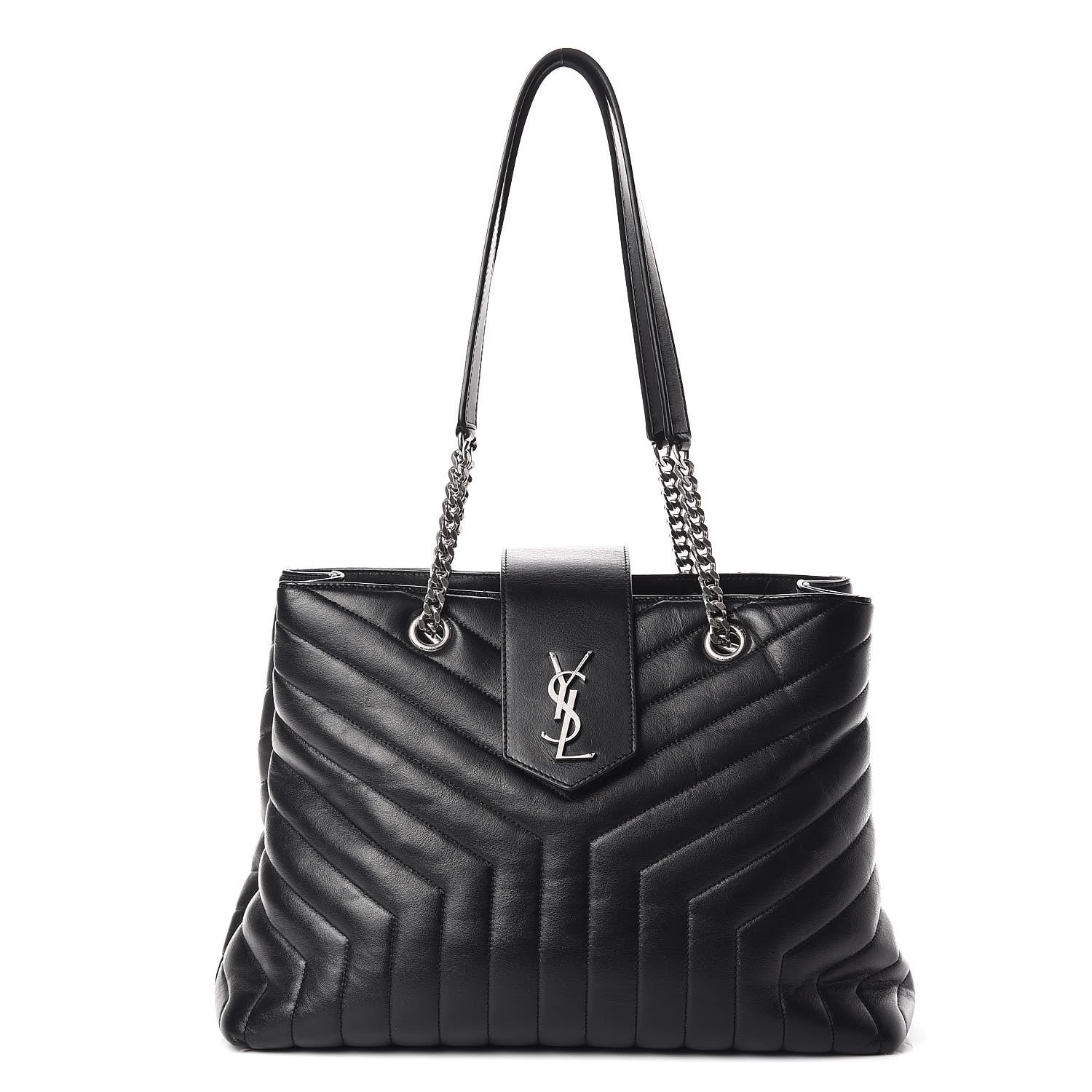 Saint Laurent Calfskin Y Quilted Monogram Large Loulou Shopper Black 1 of 12