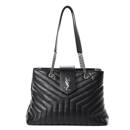 Saint Laurent Calfskin Y Quilted Monogram Large Loulou Shopper Black 1 of 12