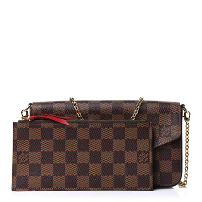 Louis Vuitton Damier Ebene Pochette Felicie Chain Wallet 3 of 7
