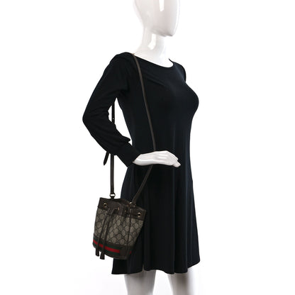 Gucci GG Supreme Monogram Web Mini Ophidia Bucket Bag Brown 2 of 13