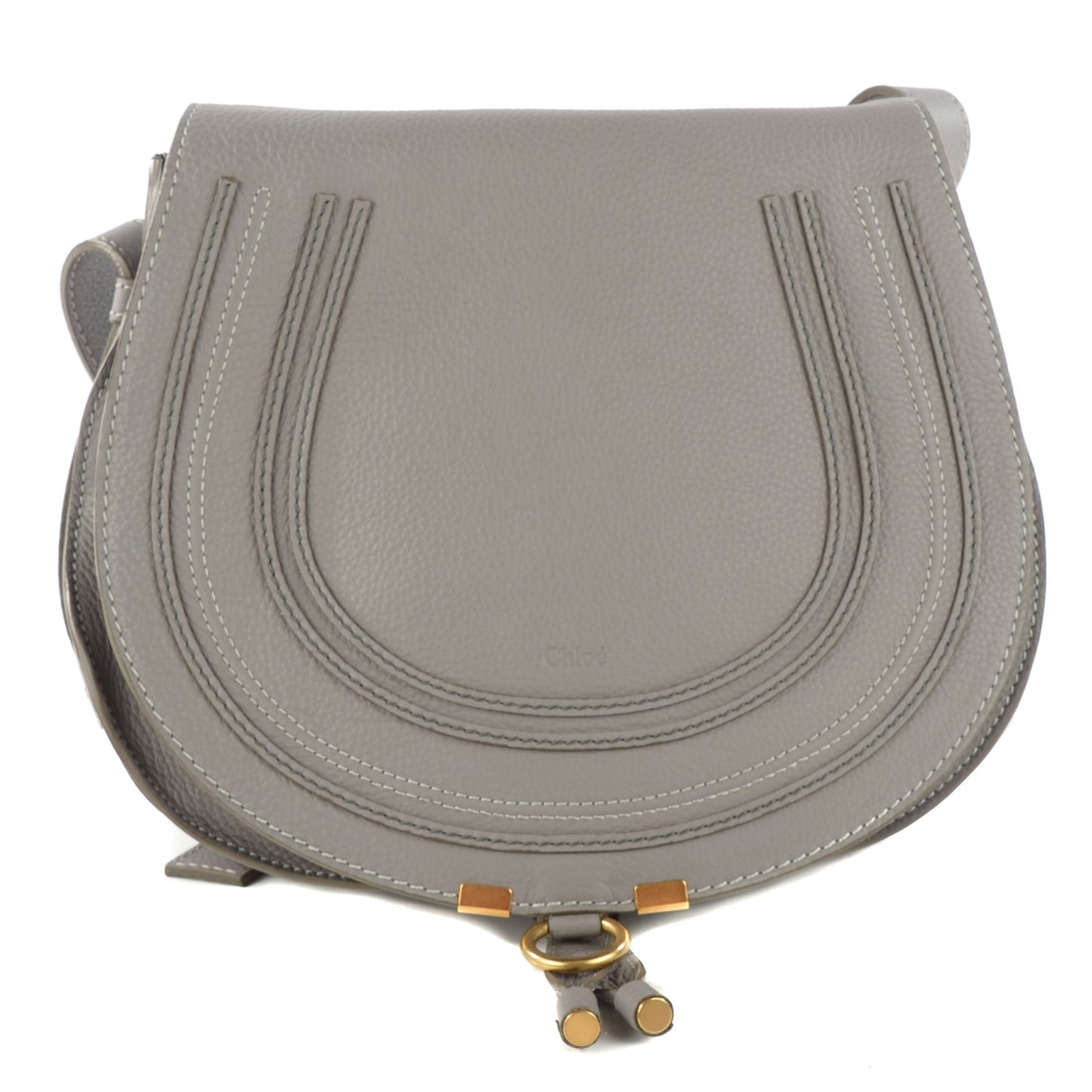 Calfskin Medium Marcie Round Crossbody Bag Cashmere Grey