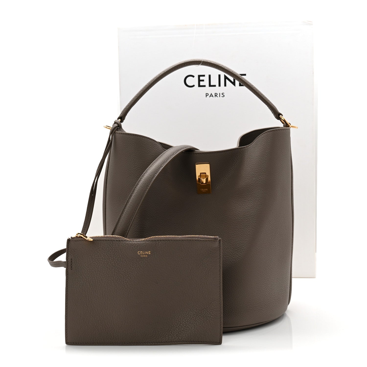 Celine Supple Grained Calfskin Bucket 16 Bag Pebble 1824869