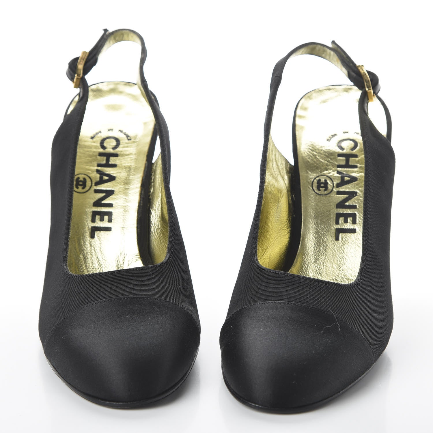 Chanel Grosgrain Cap Toe Slingback Pumps 36 Black 2 of 9