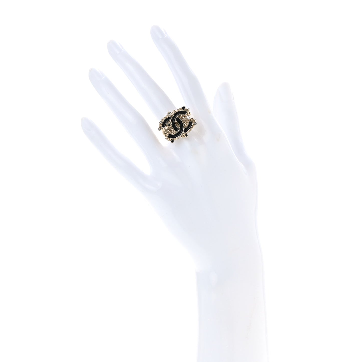 Enamel Crystal CC Ring 5 Black