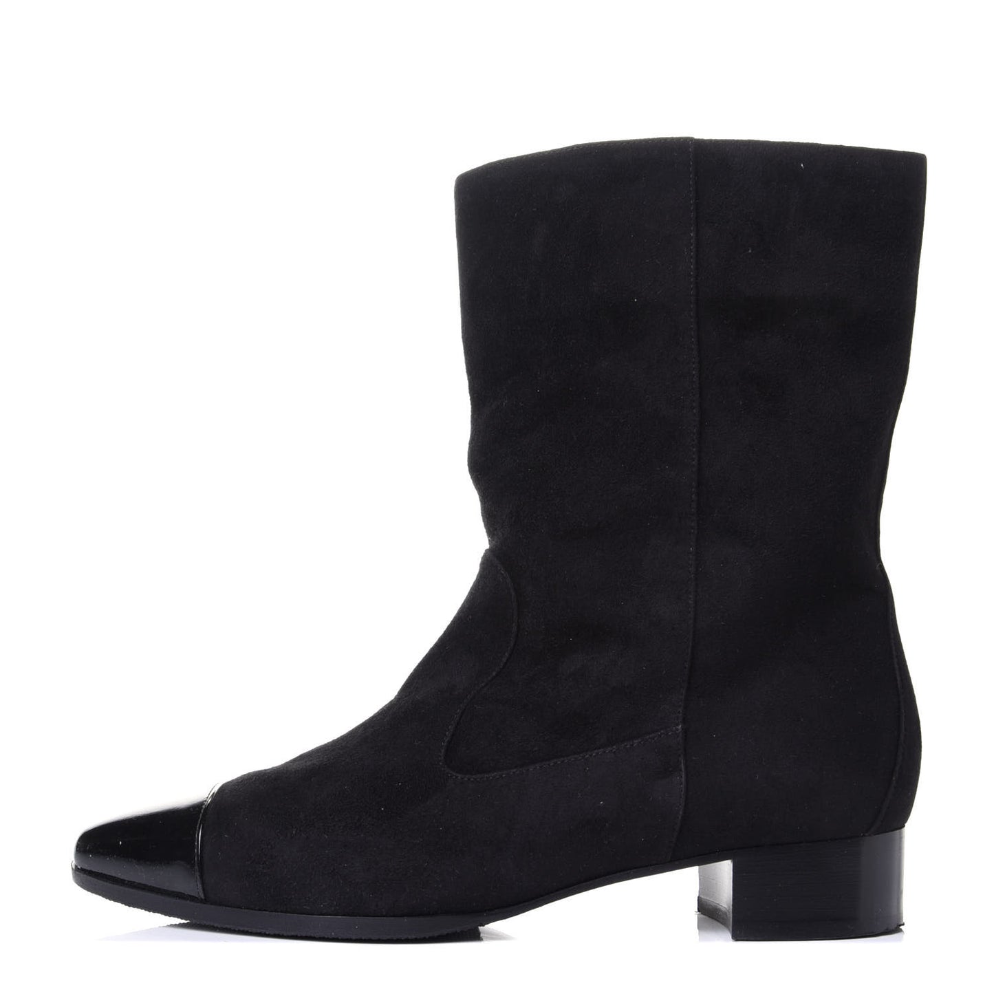 Suede Patent Cap Toe CC Boots 39.5 Black