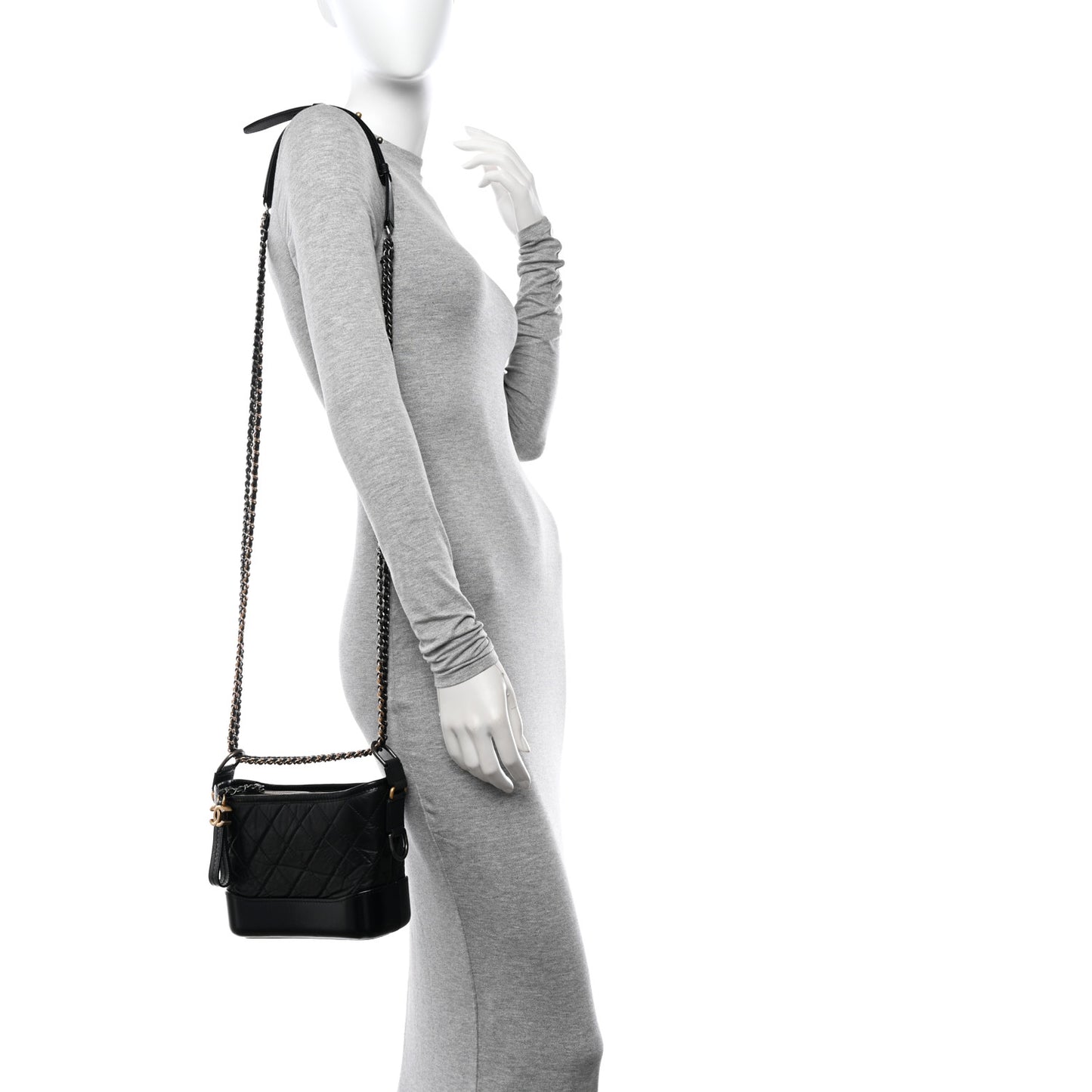 Aged Calfskin Quilted Small Gabrielle Hobo Black