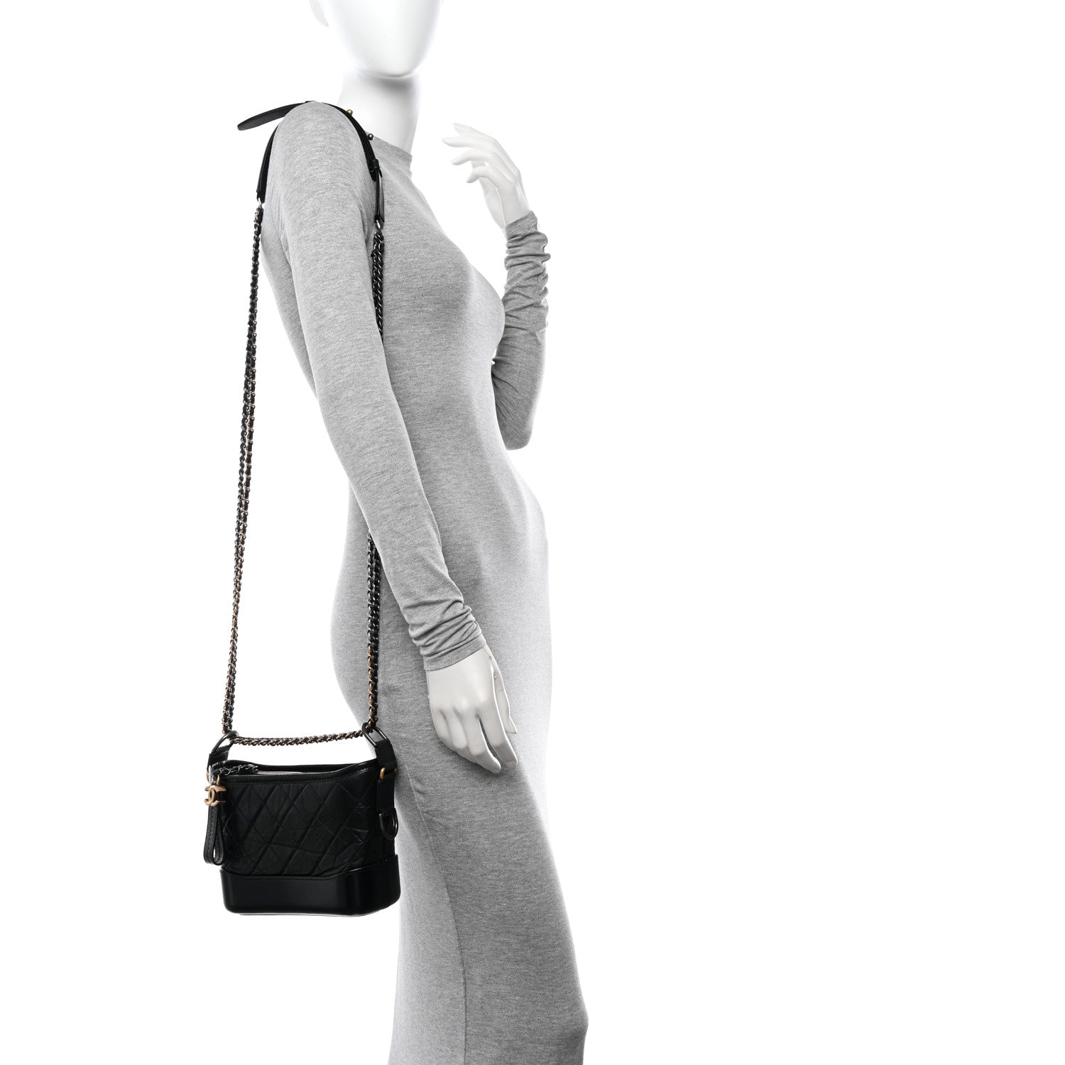 Chanel Aged Calfskin Quilted Small Gabrielle Hobo Black 2 of 13