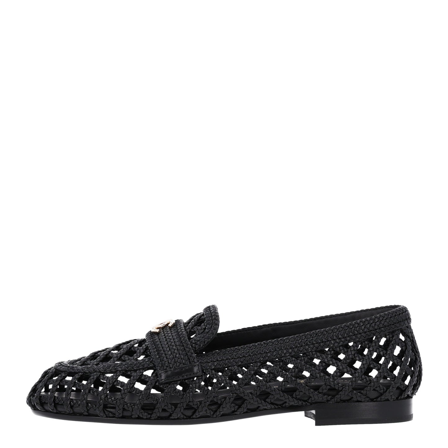 Braided Lambskin CC Mocassin Loafers 38 Black