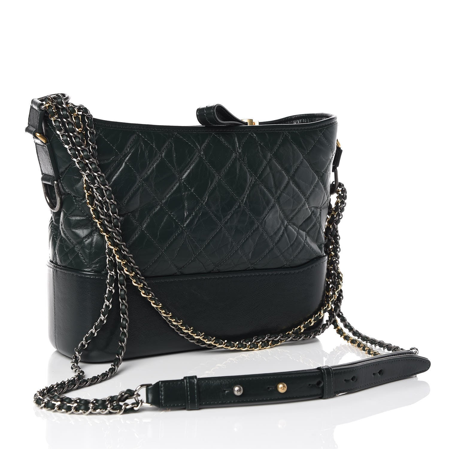 Chanel Aged Calfskin Quilted Medium Gabrielle Hobo Dark Green 3 of 9