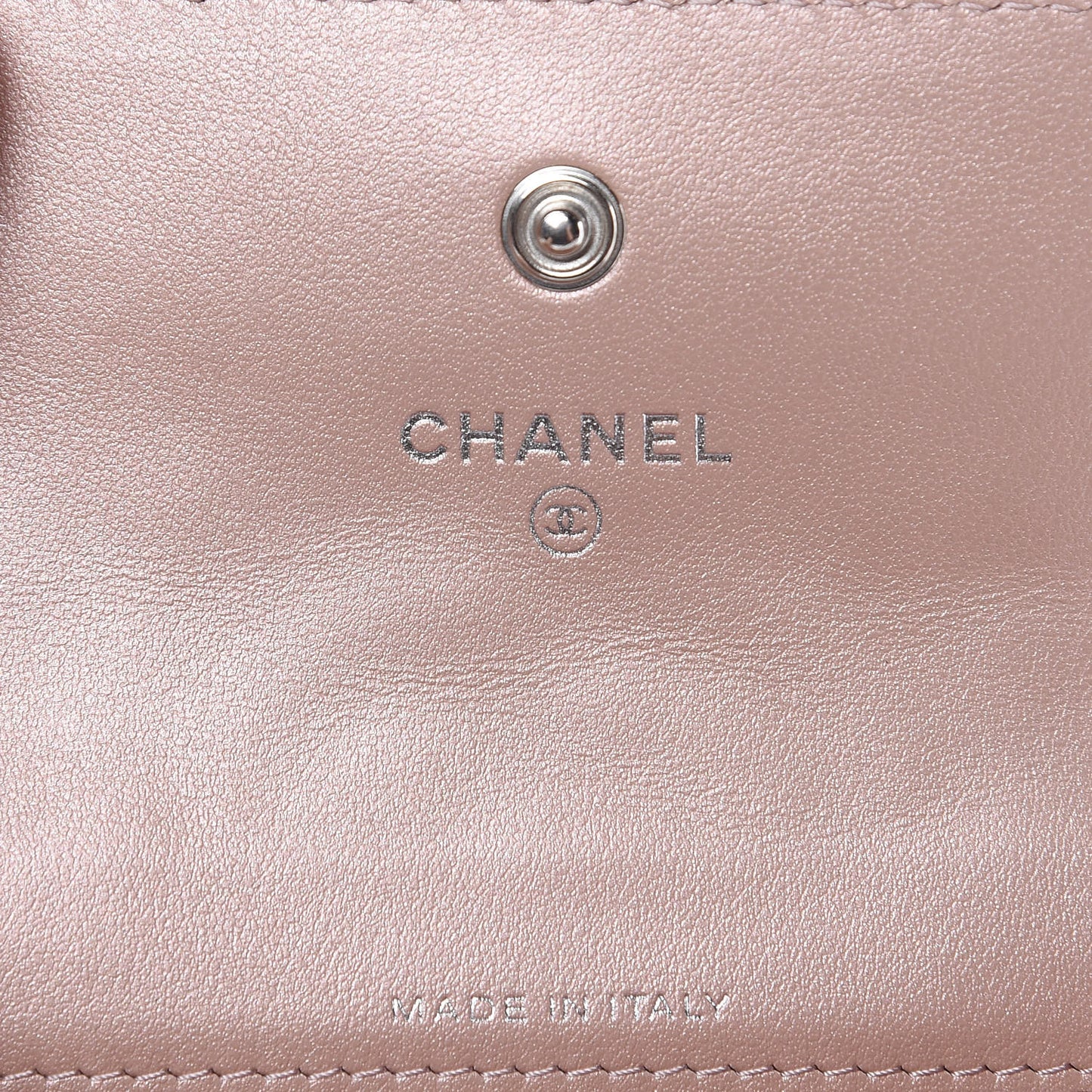 Goatskin Camellia Embossed Card Holder Wallet Light Pink